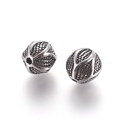 Antique Silver 304 Stainless Steel Beads, Rondelle, Antique Silver, 9.5x10mm, Hole: 1.6mm