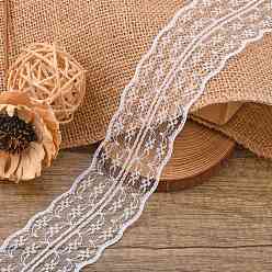 White Polyester Lace Trim, Lace Ribbon For Sewing Decoration, White, 45mm, about 1- 3/4 inch(45mm) wide, about 10.93 yards (10m)/roll