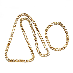 Doré  Cuban Link colliers et bracelets de la chaîne des ensembles de bijoux en acier inoxydable 304, avec fermoir pince de homard, or, 24 pouces (610 mm), 220x7 mm (8-5/8 pouces x 1/4 pouces)