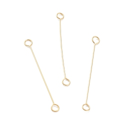 Real 18K Gold Plated 316 Surgical Stainless Steel Eye Pins, Double Sided Eye Pins, Real 18K Gold Plated, 25x2.5x0.4mm, Hole: 1.4mm