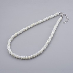 WhiteSmoke Glass Beaded Necklaces, with 304 Stainless Steel Lobster Claw Clasps, WhiteSmoke, 15.74 inch(40cm)
