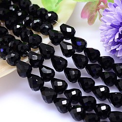 Noir Brins de perles de cristal autrichien imitation larme facettée, grade de aaa, noir, 8x6mm, Trou: 0.7~0.9mm, Environ 50 pcs/chapelet, 15.7 pouce