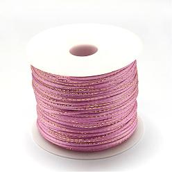 Flamingo Metallic Stain Beads String Cords, Nylon Mouse Tail Cord, Flamingo, 1.5mm, about 100yards/roll(300 feet/roll)