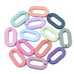 Mixed Color Opaque Spray Painted Acrylic Linking Rings, Quick Link Connectors, for Cable Chains Making, Unwelded, Oval, Mixed Color, 36x21x4mm, Inner Diameter: 24x8mm