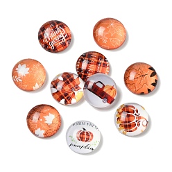Pumpkin Glass Cabochons, Half Round/Dome, Pumpkin, 12x4.5mm, 10pcs/set