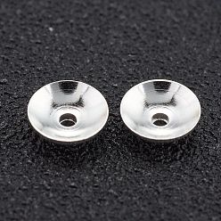 925 Sterling Silver Plated Brass Beads Cap, Long-Lasting Plated, Apetalous, 925 Sterling Silver Plated, 4x1.5mm, Hole: 1.2mm