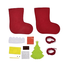 Arbre de Noël Kits de chaussettes de Noël en tissu non tissé bricolage, y compris le tissu, aiguille, cordon, arbre de Noël