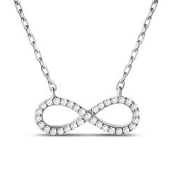 Silver TINYSAND 925 Sterling Silver Rhinestone Infinity Pendant Necklaces, Silver, 17 inch