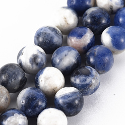Sodalite Sodalites naturelles brins de perles, ronde, 8mm, Trou: 1mm, Environ 50 pcs/chapelet, 15.7 pouce