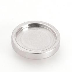 Stainless Steel Color 201 Stainless Steel Plain Edge Bezel Cups, Cabochon Settings, Flat Round, Stainless Steel Color, Tray: 8mm, 10x2mm