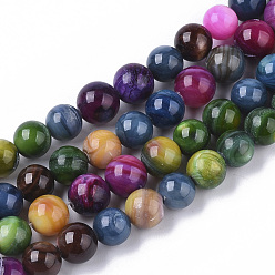 Mixed Color Freshwater Shell Beads Strands, Dyed, Round, Mixed Color, 6.5~7.5mm, Hole: 1mm, about 50pcs/Strand, 13.31 inch~13.58 inch