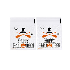 Dark Orange Halloween Theme Plastic Bakeware Bag, with Self-adhesive, for Chocolate, Candy, Cookies, Square, Dark Orange, 130x100x0.2mm, about 100pcs/bag