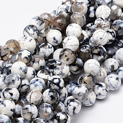 Gris Foncé Agate naturelle teints perles rondes facettes brins, gris foncé, 8mm, Trou: 1mm, Environ 48 pcs/chapelet, 15.3 pouce