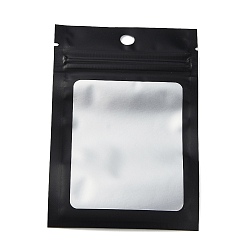 Черный Пластиковая сумка с замком на молнии, сумки для хранения градиентного цвета, мешок с самоуплотнением, верхнего уплотнения, с окном и вешалкой, прямоугольные, чёрные, 12x8x0.25 см, односторонняя толщина: 3.1 мил(0.08мм), 95~100 шт / пакет