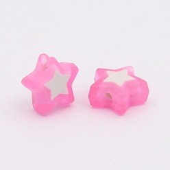 Pearl Pink Transparent Acrylic Beads, Bead in Bead, Star, Pearl Pink, 9x10x4mm, Hole: 2mm, about 2520pcs/500g