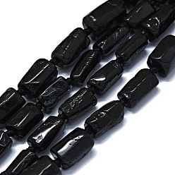 Tourmaline Natural Black Tourmaline Beads Strands, Nuggets, 11~14x6~8mm, Hole: 0.9mm, about 28~32pcs/strand, 15.75''(40cm)