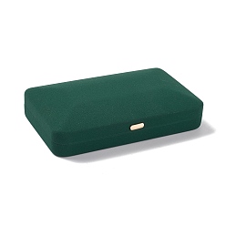Dark Green PU Leather Necklaces Gift Boxes, with Iron Crown, Cuboid, Dark Green, 11.15x18x4.05cm, Inner diameter: 97x170mm