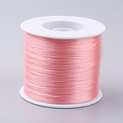 Pink Chaîne de cristal élastique plat coréen, fil de perles élastique, pour la fabrication de bracelets élastiques, rose, 0.5mm, environ 546.8 yards (500m)/rouleau