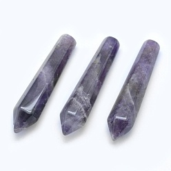 Amethyst Natural Amethyst Pointed Beads, Healing Stones, Reiki Energy Balancing Meditation Therapy Wand, Bullet, Undrilled/No Hole Beads, 50.5x10x10mm
