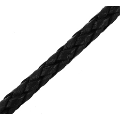 Black Braided Leather Cord, Black, 3mm, 50yards/bundle