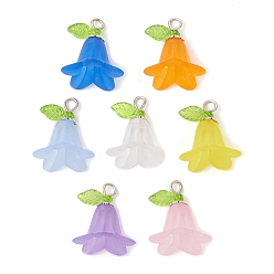 Mixed Color Frosted Acrylic Pendants Kit, Flower, Mixed Color, 19.5~20x17.5~18mm, Hole: 2.5mm, 7pcs/set