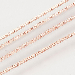 Rose Gold Brass Cardano Chains, Unwelded, with Spool, Cadmium Free & Lead Free, Rose Gold, 0.9x0.6mm, about 301.83 Feet(92m)/roll