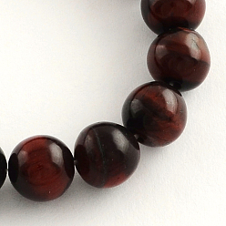Tiger Eye Natural Red Tiger Eye Round Gemstone Beads Strands, 6.5mm, Hole: 1mm, about 63pcs/strand, 15.5 inch