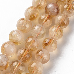 Citrine Natural Citrine Beads Strands, Round, 8mm, Hole: 0.9mm, about 50~52pcs/strand, 15.35 inch(39cm)