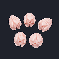 Pink Teints perles synthétiques de corail, fleur de jasmin, rose, 10.5~11x8~9mm, Trou: 1mm
