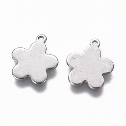 Stainless Steel Color 201 Stainless Steel Charms, Flower, Stainless Steel Color, 13.5x12x1mm, Hole: 1.2mm