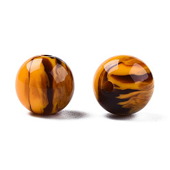 Verge D'or Perles en résine, pierre d'imitation, ronde, verge d'or, 12x11.5mm, Trou: 1.5~3mm