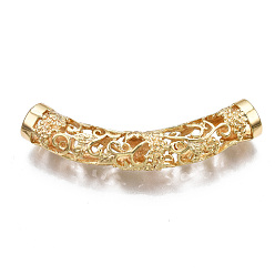 Real 18K Gold Plated Brass Tube Beads, Hollow, Nickel Free, Real 18K Gold Plated, 45.5x8mm, Hole: 5.5mm