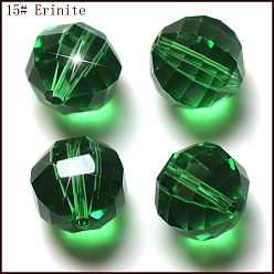Зеленый Имитация Австрийские кристаллические шарики, класс AAA, граненые, круглые, зелёные, 8 мм, отверстие : 0.9~1 мм