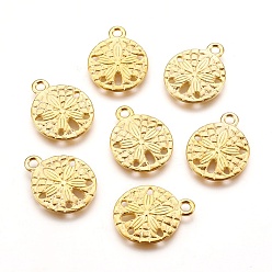 Golden Tibetan Style Alloy Pendants, Sand Dollar, Cadmium Free & Nickel Free & Lead Free, Golden, 19x15x2mm, Hole: 2mm