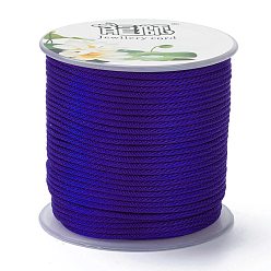 Синий Полиэстер плетеные шнуры, для изготовления ювелирных изделий из бисера, синие, 1.5 мм, около 21.87 ярдов (20 м) / рулон