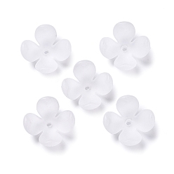 Белый Дым Матовые акриловые колпачки из бисера, 4-лепестков цветка, серый, 25.5x10 мм, отверстие : 2 мм, Около 446 шт / 500 г