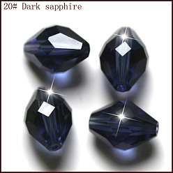 Bleu De Prusse Imitations de perles de cristal autrichien, grade de aaa, facette, Toupie, null, 10x13mm, Trou: 0.9~1mm