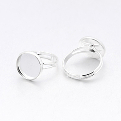 Серебро Компоненты латунные кольца, основная фурнитура для колльца, для античные кольца делает, регулируемый, без свинца и без никеля , серебряный цвет гальваническим, 17 мм