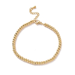 Золотой Вакуумное покрытие 201 круглый браслет из бисера из нержавеющей стали для женщин, золотые, 7-1/8 дюйм (18 см)