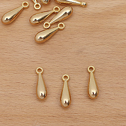 Golden Alloy Pendant, Teardrop, Golden, 19x6mm
