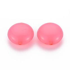 Hot Pink Imitation Jelly Acrylic Beads, Flat Round, Hot Pink, 17x9.5mm, Hole: 2mm, about 316pcs/500g