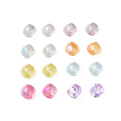 Couleur Mélangete Perles acryliques transparentes, de couleur plaquée ab , nuggets, couleur mixte, 10.5x10x8mm, Trou: 1.6mm, environ2300 pcs / 500 g