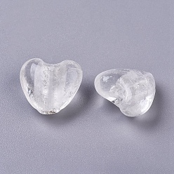 Clear Handmade Silver Foil Glass Beads, Heart, Clear, 12x12x8mm, Hole: 2mm