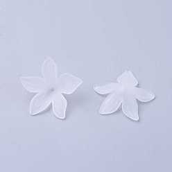 Clear Transparent Acrylic Beads, Frosted, Flower, Clear, 27x7mm, Hole: 1.2mm, about 560pcs/500g