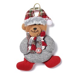 Bear Christmas Polyester with Resin Pendant Decorations, for Christmas Tree Hanging Decoration, Bear, 162x115x11mm