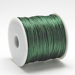 Dark Green Nylon Thread, Rattail Satin Cord, Dark Green, about 1mm, about 76.55 yards(70m)/roll