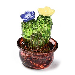 Yellow Transparent Resin Simulation Potted Cactus, for Car or Desktop Ornaments, Yellow, 23x32mm