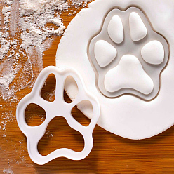 White PP Plastic Cookie Cutters, Dog Paw Print, White, 81x69mm