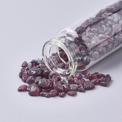 Grenat Bouteille en verre qui souhaitent, pour la décoration de pendentif, avec perles de grenat à l'intérieur et bouchon en liège, 22x71mm