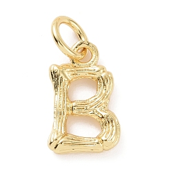 Letter B Brass Pendants, with Jump Ring, Golden, Letter Charm, Letter B, 12x7x2mm, Hole: 3mm